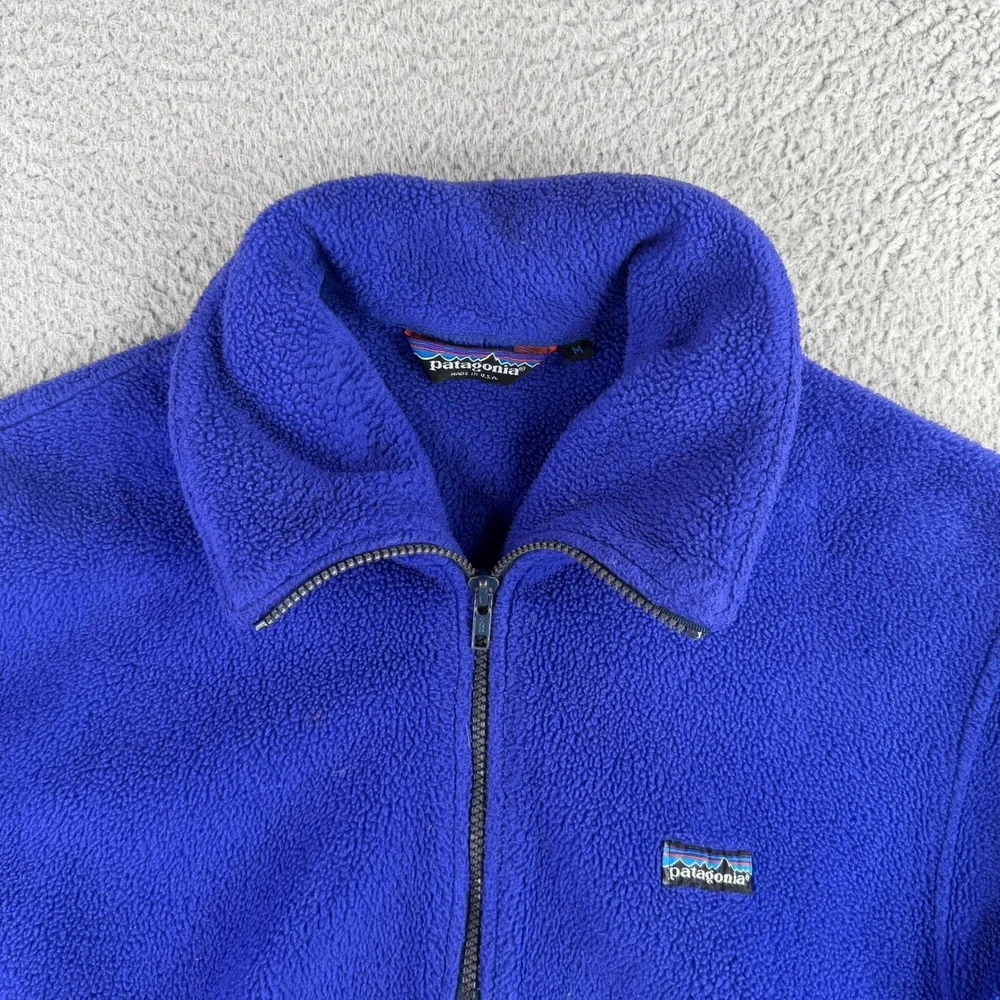 Vintage 1980s Patagonia Synchilla Half Zip Fleece Jacket Mens M Cobalt Ribbed